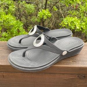 Grey croc sandals